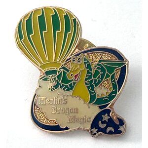 Vintage Merlin's Dragon Magic Enamel Pin Hot Air Balloon Soccer Hat C4